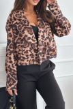 Casual Street Zebra Print Leopard Buttons Contrast Turn-back Collar Outerwear