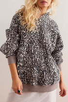Casual Street Flowers Snakeskin Print Leopard Pocket Hooded Tops