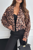 Casual Street Zebra Print Leopard Buttons Contrast Turn-back Collar Outerwear