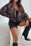 Casual Street Zebra Print Leopard Buttons Contrast Turn-back Collar Outerwear