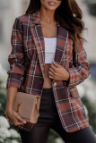 Casual Daily Plaid Buttons Contrast Turn-back Collar Outerwear