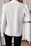 Casual Daily Solid Color Lace Buttons Turndown Collar Tops