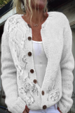 Casual Daily Flowers Printed in imitation of sweater Buttons Contrast O Neck Outerwear