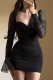 Sexy Solid Color Mesh V Neck Wrapped Skirt Dresses