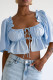 Sexy Daily Plaid Lace Up Patchwork Tops