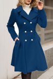 Casual Street Solid Color Pocket Buttons Turn-back Collar Outerwear