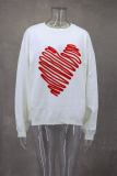 Casual Heart Shaped Patchwork Contrast O Neck Tops