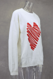 Casual Heart Shaped Patchwork Contrast O Neck Tops