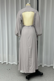 Sexy Street Solid Color Backless Slit V Neck One Step Skirt Dresses