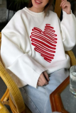 Casual Heart Shaped Patchwork Contrast O Neck Tops