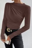Casual Daily Solid Color Ruched Half A Turtleneck Tops