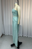 Casual Solid Color Ruched Irregular Strapless Sleeveless Two Pieces