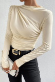 Casual Daily Solid Color Ruched Half A Turtleneck Tops