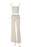 Sexy Street Solid Color Strapless Sleeveless Two Pieces