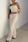 Sexy Street Solid Color Strapless Sleeveless Two Pieces