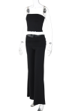 Sexy Street Solid Color Strapless Sleeveless Two Pieces