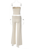 Sexy Street Solid Color Strapless Sleeveless Two Pieces