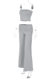 Sexy Street Solid Color Strapless Sleeveless Two Pieces