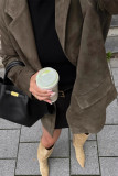 Casual Street Solid Color Buttons Turndown Collar Outerwear