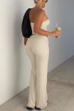 Sexy Street Solid Color Strapless Sleeveless Two Pieces
