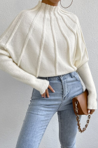 Casual Daily Solid Color Patchwork Weave Half A Turtleneck Tops