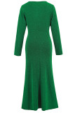 Prom Elegant Solid Color Ruched Sequined O Neck A Line Dresses