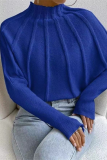 Casual Daily Solid Color Patchwork Weave Half A Turtleneck Tops