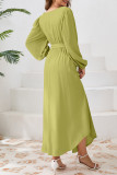 Daily Elegant Solid Color Lace Up O Neck A Line Dresses