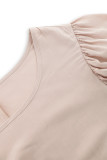 Daily Elegant Solid Color Lace Up O Neck A Line Dresses