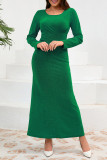 Prom Elegant Solid Color Ruched Sequined O Neck A Line Dresses