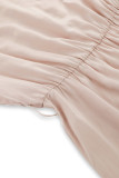 Daily Elegant Solid Color Lace Up O Neck A Line Dresses