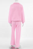 Casual Street Solid Color Pocket Buttons Turndown Collar Long Sleeve Two Pieces