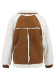 Casual Street Solid Color Patchwork Zipper Contrast Turndown Collar Outerwear