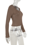 Casual Daily Solid Color Texture Square Neck Tops