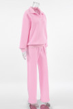 Casual Street Solid Color Pocket Buttons Turndown Collar Long Sleeve Two Pieces