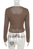 Casual Daily Solid Color Texture Square Neck Tops