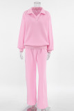 Casual Street Solid Color Pocket Buttons Turndown Collar Long Sleeve Two Pieces