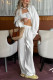 Casual Solid Color Pocket Turndown Collar Long Sleeve Two Pieces