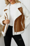 Casual Street Solid Color Patchwork Zipper Contrast Turndown Collar Outerwear