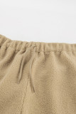 Casual Street Solid Color Pocket Lace Up Fluffy Loose High Waist Wide Leg Solid Color Bottoms