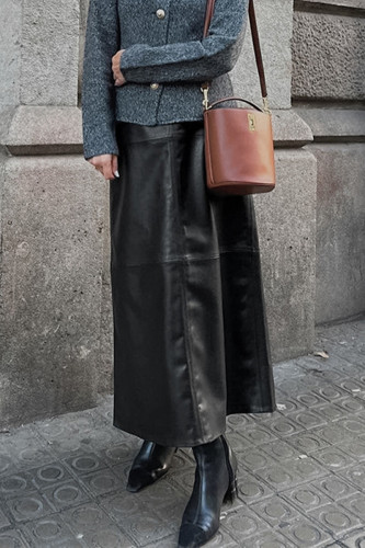 Elegant Solid Color Patchwork Zipper Regular High Waist Solid Color Bottoms