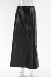 Elegant Solid Color Patchwork Zipper Regular High Waist Solid Color Bottoms