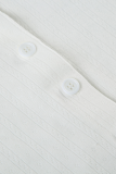 Casual Daily Solid Color Hollow Out Buttons O Neck Long Sleeve Two Pieces