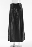 Elegant Solid Color Patchwork Zipper Regular High Waist Solid Color Bottoms