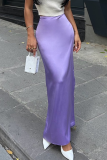 Elegant Solid Color Irregular Regular High Waist Solid Color Bottoms