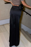 Elegant Solid Color Irregular Regular High Waist Solid Color Bottoms