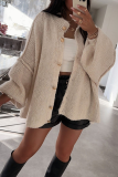 Casual Daily Solid Color Buttons O Neck Outerwear