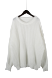 Casual Daily Solid Color Weave O Neck Tops