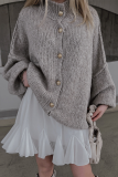Casual Daily Solid Color Buttons O Neck Outerwear
