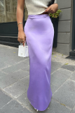 Elegant Solid Color Irregular Regular High Waist Solid Color Bottoms